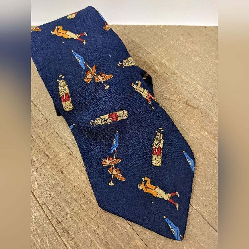 Vintage Tommy Hilfiger silk neck tie with golf motif Wide
